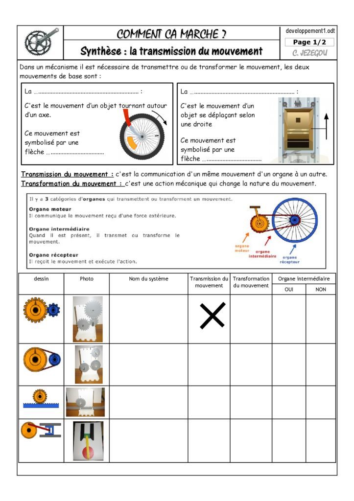 Transmission du mouvement